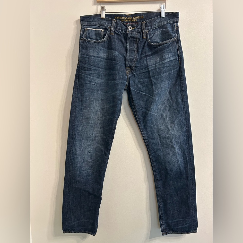 American Eagle Men’s Size 33/32 Original Taper Jeans Blue Dark Wash 100% Cotton